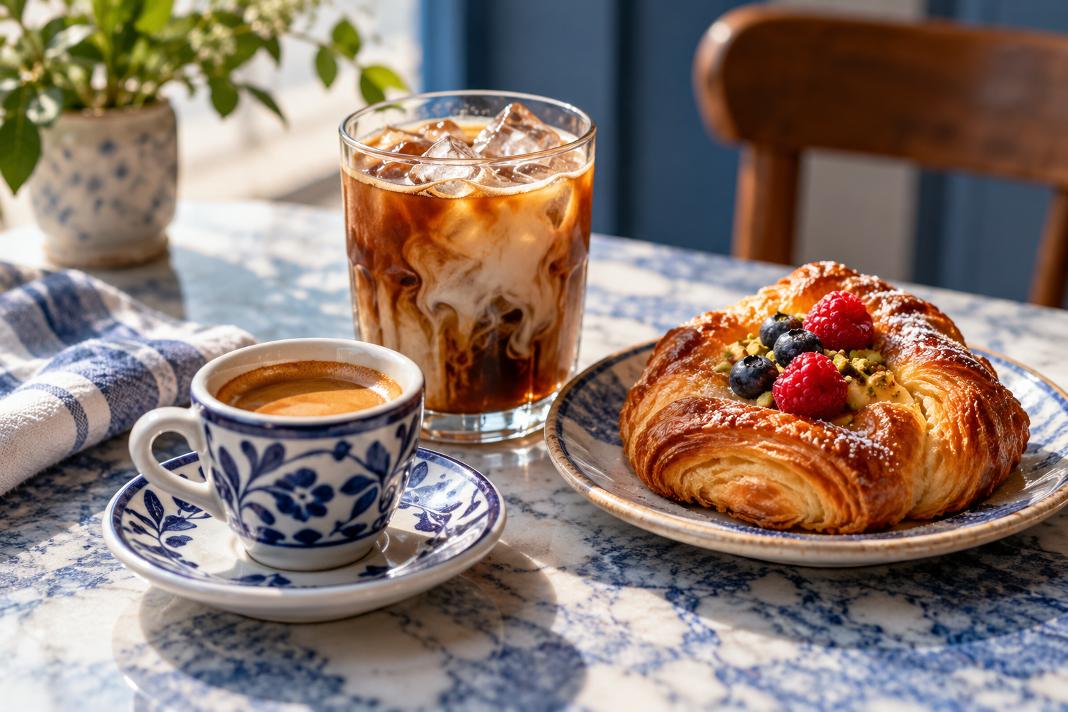 Imagen conceptual de café y panadería, sin relación con una cafetería real